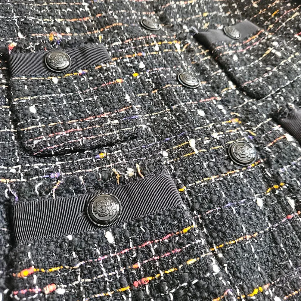 LK Bennett Angelica Black Multi Fleck Italian Tweed Jacket Classy Work US 16 - Picture 3 of 7